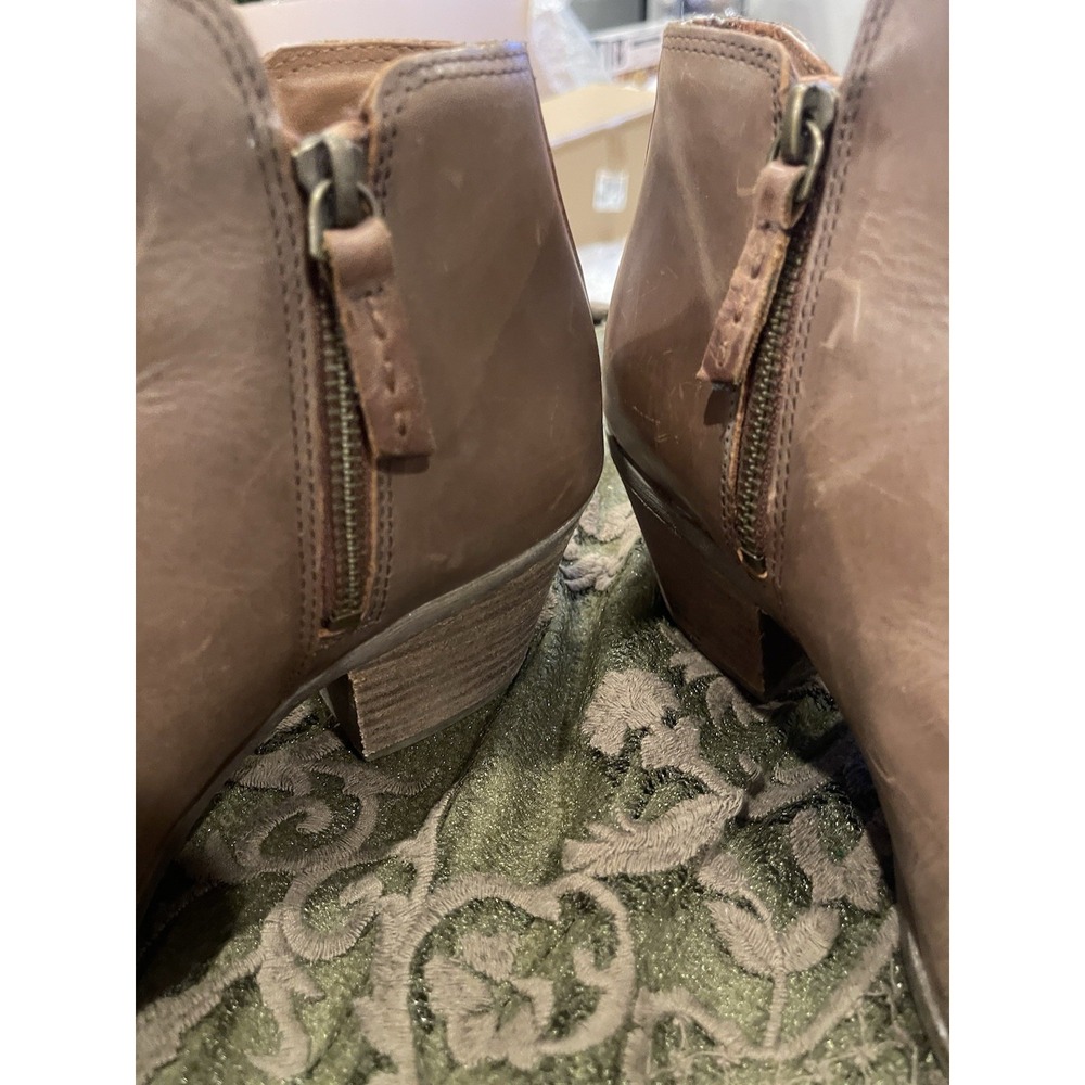 FRYE Judith Double Zip Ankle Boots Leather Brown‎ Block Heel Women's 8.5M - Picture 5 of 9